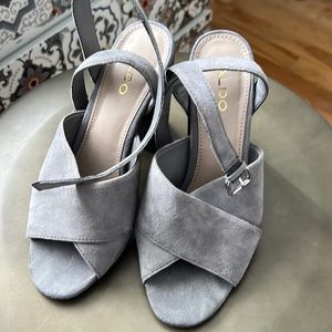 Gray suede sandals from Aldo